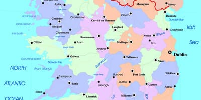 პოლიტიკური რუკა ირლანდია და ჩრდილოეთ ირლანდიის