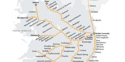 მატარებელი მოგზაურობა ირლანდიაში რუკა